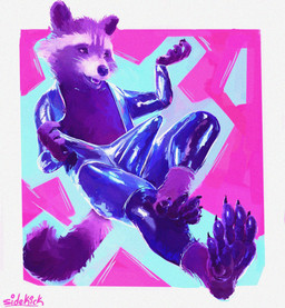 5_toes anthro brown_body brown_fur clothed clothing erection erection_under_clothing feet fingers fur latex latex_clothing latex_skinsuit lying male on_back open_mouth partially_clothed simple_background skinsuit smile solo tail tight_clothing toes sidekick guardians_of_the_galaxy marvel rocket_raccoon mammal procyonid raccoon absurd_res digital_media_(artwork) hi_res