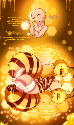 ambiguous_fluids anal anal_penetration anthro arthropod_abdomen arthropod_abdomen_genitalia arthropod_abdomen_penetration arthropod_abdomen_penis arthropod_abdomen_vulva asking asking_another asking_how balls beehive beehive_frame bodily_fluids catch catching cervical_contact cervical_penetration cervix cervix_view crown cum cum_in_ass cum_in_vagina cum_inside cumshot dialogue drop ejaculation enjoying enjoyment female filled_belly filled_womb flying food fountain from_behind_position from_front_position genital_fluids genital_piercing genitals group group_sex happy headgear honey_(food) honey_drip inside_stomach internal intersex intersex/male intersex_penetrating looking_at_another looking_pleasured lying male male/female motion_lines movement multicolored_body nervous on_back open_mouth penetration penile penile_penetration penis penis_in_ass penis_piercing piercing raised_hand seductive semen_on_body sex shaking simple_background size_difference small_balls smaller_male smile text threesome tongue tongue_out tremble_lines tremble_spikes trembling trembling_for_pleasure trio vaginal_fluids vulva wet wet_balls wet_penis wide_abdomen wings yellow_background spikelove15 anon fan_character fluffy_belle_(spikelove15) flutty_belle_(spikelove15) arthropod bee honey_bee human hymenopteran insect mammal queen_bee absurd_res english_text hi_res