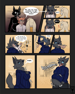 abdominal_bulge anthro belly big_belly bodily_fluids bottomwear breasts burping claws clenched_teeth clothed clothing dialogue digestion ears_back eyes_closed fangs female footwear fur group hair half-closed_eyes holding_both_legs long_ears male mall mouth_closed muffled muffled_speech narrowed_eyes neck_bulge nervous nervous_sweat open_mouth oral_vore pants pivoted_ears raised_clothing raised_sweater raised_tail raised_topwear shirt shoes slurping_tail soft_vore sound_effects speech_bubble sweat sweater tail teeth text thought_bubble tongue tongue_out topwear trio vore wide_eyed awoogasm canid canine canis domestic_cat felid feline felis lagomorph leporid mammal rabbit wolf 2020 comic hi_res signature