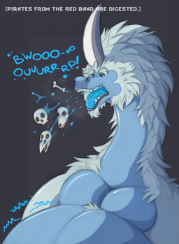 after_vore anthro blue_eyes blue_insides bodily_fluids bone burping burping_up_bones burping_up_object digestion_noises dripping fatal_vore fur horn long_neck male male_pred open_mouth oral_vore saliva saliva_drip saliva_on_tongue simple_background skull slightly_chubby slightly_chubby_anthro slightly_chubby_male solo sound_effects text vore sillywerwolf rimworld thundergut thrumbo hi_res