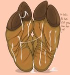 ambiguous_anthro ambiguous_gender anthro bessie_(zp92) biped bodily_fluids bovid bovine cloven_hooves conditional_dnp cum cum_on_feet dialogue english_text feet female_(lore) foot_fetish foot_focus genital_fluids hi_res hoof_fetish hoof_focus hooved_plantigrade hooves mammal plantigrade resi_virus solo text underhoof wrinkled_feet wrinkles