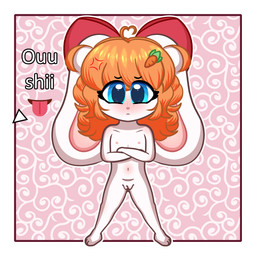 accessory angry anthro belly big_ears blush bow_ribbon carrot dialogue female flat_chested food genitals hair_accessory looking_at_viewer nipples nude plant plump_labia short solo vegetable vulva young eebeestoof vtuber belle_(eebeestoof) lagomorph leporid mammal rabbit 1:1 absurd_res hi_res