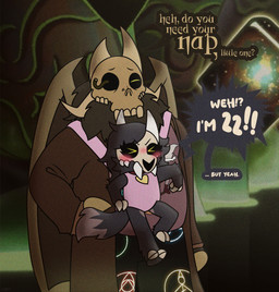 age_confusion age_difference baby_carrier blush duo female male male/female tantrum young epsipep disney the_owl_house papa_titan_(the_owl_house) tiberta_(epsipep) titan_(the_owl_house) absurd_res hi_res adult_(lore)