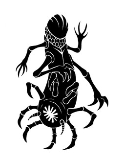 3_fingers 4_arms 4_fingers 8_legs ambiguous_gender compound_eyes description exoskeleton feral fingers multi_arm multi_leg multi_limb sharp_teeth silhouette simple_background solo teeth unusual_anatomy unusual_mouth_placement white_background sunnyclockwork scp_foundation scp-163 alien unknown_species 2014 black_and_white digital_media_(artwork) english_description hi_res monochrome