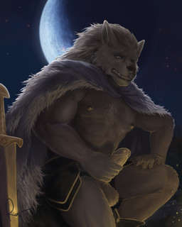 anthro balls cape clothing erection fangs fur genitals grey_body grey_fur humanoid_genitalia humanoid_penis looking_down male masturbation melee_weapon moon muscular muscular_anthro muscular_male nipples outside penile penile_masturbation penis solo sword teeth weapon rov elden_ring fromsoftware blaidd_(elden_ring) canid canine canis mammal wolf 2023 4:5 hi_res