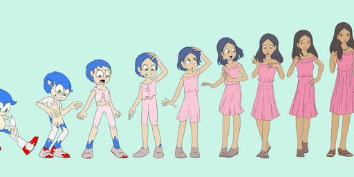 anthro anthro_to_human blue_background body_size_growth female forced forced_transformation gender_transformation male mtf_transformation race_swap simple_background size_transformation solo species_transformation transformation transformation_sequence jowybean sega sonic_the_hedgehog_(series) sonic_the_hedgehog eulipotyphlan hedgehog human mammal 2023 hi_res watermark