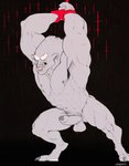 abs angry anthro arms_above_head balls bared_teeth bdsm biceps big_muscles bondage bound butt claws clenched_teeth digitigrade erection foreskin fur genitals grey_body grey_fur humanoid_genitalia humanoid_penis looking_at_viewer male muscular muscular_anthro muscular_male nipples obliques pecs penis pubes restraints rope rope_around_wrist rope_bondage snarling solo teeth triceps yellow_eyes papyreit leeds monster hi_res