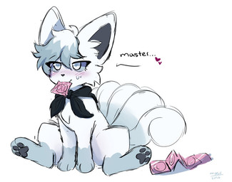 ambiguous_gender black_inner_ear black_pawpads black_speech_bubble black_text blue_paws blue_sclera blush blush_lines condom condom_in_mouth feral fur hair heart_eyes heart_pupils heart_symbol master mouth_hold multi_tail multicolored_hair object_in_mouth pawpads paws pink_condom pupils sexual_barrier_device solo speech_bubble tail text white_body white_ears white_fur cottaleaf nintendo pokemon alolan_form alolan_vulpix generation_7_pokemon pokemon_(species) regional_form_(pokemon) 2026 colored digital_drawing_(artwork) digital_media_(artwork) english_text