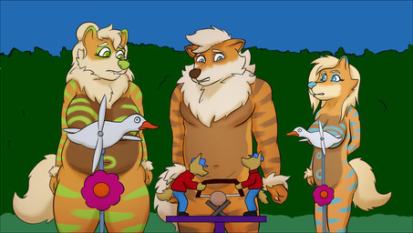 anthro breasts convenient_censorship embarrassed female fur group husband male male/female nude outdoor_nudity public public_nudity striped_body striped_fur stripes trio wife worried_face worried_look pickles-hyena nintendo pokemon the_simpsons maya_henderson mr._henderson mrs._henderson arcanine generation_1_pokemon pokemon_(species) daughter_(lore) father_(lore) mother_(lore) parent_(lore)