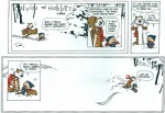 countershading dialogue duo end happy male outside playing simple_background sled smile snow stripes tail text white_background bill_watterson calvin_and_hobbes calvin_(calvin_and_hobbes) hobbes felid human mammal pantherine tiger 1995 comic english_text