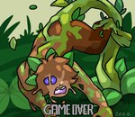 ambiguous_gender anthro brown_body forest forest_background goo_string goo_transformation green_background green_body nature nature_background plant plant_transformation roots simple_background slime slime_string solo transformation tree unusual_eyes puppetmaster13uwu changed_(video_game) minecraft_dungeons elemental_creature flora_fauna leapleaf low_res