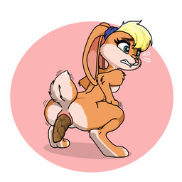 anthro anus blonde_hair breasts butt clenched_teeth crouching emanata feces female female_pooping floppy_ears fur green_eyes hair long_ears nude nude_anthro nude_female orange_body orange_fur pink_background ponytail_ears pooping raised_tail scatplay scut_tail short_hair short_tail simple_background solo tail tan_body tan_fur teeth white_background sim_son looney_tunes warner_brothers lola_bunny lagomorph leporid mammal rabbit 1:1 absurd_res hi_res