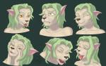 bodily_fluids cum cum_on_face female genital_fluids pupils slit_pupils solo sacrificabominat tenchi_muyo tenchi_muyo_gxp elma_(tenchi_muyo) alien canid canine mammal absurd_res expression_sheet hi_res