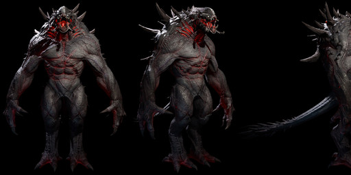 ambiguous_gender biped claws digitigrade feral front_view gills glowing muscular muscular_ambiguous muscular_feral open_mouth pose realistic rear_view scales side_view solo spikes spines t-pose text turnaround chris_ashton 2k_games evolve_(copyright) alien goliath_(evolve) monster 2014 3d_(artwork) absurd_res digital_media_(artwork) english_text hi_res long_image model_sheet official_art wide_image