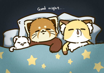bedding blanket brown_body chibi eyes_closed feral group lying pillow sleeping white_body shi_nominmin ailurid canid canine fox mammal mustelid musteline red_panda stoat true_musteline weasel 2023 hi_res