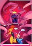 adventure_time cartoon_network clothed clothing doxy duo elemental_creature english_text female fionna_the_human fire fire_creature flame_princess gynomorph hair hi_res human humanoid intersex mammal monster not_furry princess red_hair royalty tentacles text