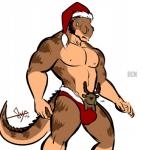 anthro briefs bulge christmas_clothing christmas_headwear clothing duo facial_hair hat headgear headwear holidays male muscular muscular_anthro muscular_male nipples pecs pose santa_hat sideburns size_difference standing surprise underwear bgn christmas ty_(bgn) deer dinosaur mammal moose new_world_deer prehistoric_species reptile scalie theropod tyrannosaurid tyrannosauroid tyrannosaurus tyrannosaurus_rex 2014