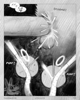anatomy anthro balls black_sclera blush bodily_fluids border cum cum_exchange cum_inside duo ejaculatory_ducts ejaculatory_ducts_penetration genital_fluids genitals halo heart_symbol looking_pleasured male male/male moan penetration penile penile_penetration penis penis_in_penis prostate prostate_orgasm prostate_penetration prostate_sandwich prostate_stimulation sound_effects speech_bubble sweat text tongue tongue_out urethral urethral_penetration sharkinthepark all_mighty_lord_(sharkinthepark) bat mammal 2026 4:5 absurd_res comic english_text greyscale hi_res monochrome