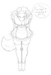 anthro breasts cleavage clothed clothing digitigrade female maid_uniform solo uniform kiit0s aurum_(kiit0s) canid canine mammal absurd_res hi_res monochrome