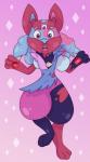 ambiguous_gender anthro gradient_background pink_background simple_background solo itoruna cartoon_network nintendo pokemon steven_universe garnet_(steven_universe) alien canid canine garnet_(gem_species) gem_(species) gem_fusion generation_4_pokemon lucario mammal pokemon_(species) 2016 absurd_res hi_res