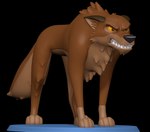 3d_modeling 3d_print advertisement angry brown_body feral fur lowered_tail male orange_eyes simple_background solo standing teeth sillytoys balto_(series) universal_studios balto canid canine mammal 3d_(artwork) digital_media_(artwork) hi_res