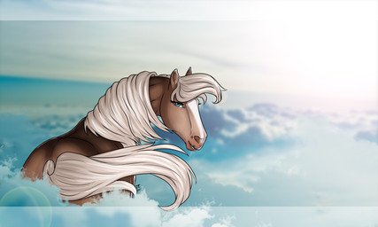 blaze_(marking) cloud convenient_censorship detailed_background exposed exposure_variation facial_markings female feral freckles green_eyes head_markings lens_flare mane markings monotone_mane smile solo white_mane wind tabascocat elke_(fusilier) equid equine horse mammal 2018 5:3 censored hi_res signature