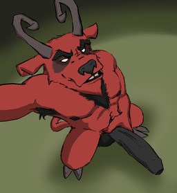 anthro armpit_hair balls big_balls big_penis black_lips black_nipples black_nose black_penis body_hair chest_hair erection foreskin fur genitals hand_on_penis hooves horn huge_penis lips looking_at_viewer male nipples penis pubes red_body red_fur smile smiling_at_viewer solo standing tail vein veiny_penis white_eyes deety don't_starve klei_entertainment wortox bovid caprine caprine_demon demon mammal hi_res