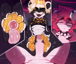 anthro black_body black_fur blonde_highlights bodily_fluids bottomless bottomless_anthro bottomless_male clothed clothing collar crop_top crown cum cumshot cutaway digit_ring duo ear_piercing ear_ring ejaculation eye_spot fangs feet first_person_view foot_fetish foot_play footjob foreskin fur genital_fluids genitals hair half-closed_eyes harness headgear highlights_(coloring) humanoid_genitalia humanoid_penis industrial_piercing jewelry looking_pleasured male male/male male_pov multicolored_body multicolored_fur narrowed_eyes nipple_tape open_mouth open_smile orgasm pasties pawpads paws penis piercing purple_body purple_fur red_hair ring ring_piercing sex shirt smile smirk smug smug_face spiked_collar spikes tape teeth toe_ring toes topwear two_tone_body two_tone_fur white_body white_fur white_hair yellow_pawpads conditional_dnp punkypanda rysoka zurianima_(yagdrassyl) bear cheetah felid feline giant_panda mammal 2d_animation animated frame_by_frame hi_res no_sound webm