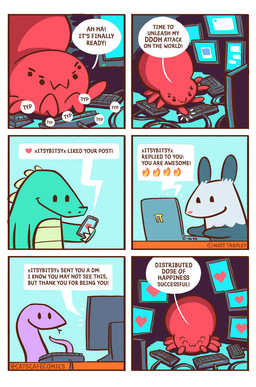 :3 >:3 ambiguous_gender anthro biped black_eyes blue_background cellphone claws close-up computer dialogue electronics exclamation_point eyes_closed feral fire forked_tongue fur green_body green_nose green_skin grey_body grey_fur happy heart_symbol keyboard laptop phone pink_nose purple_body purple_skin red_body red_skin simple_background simple_eyes sitting smile speech_bubble standing text tongue tongue_out catscafecomics alligator alligatorid american_opossum arachnid arthropod crocodilian mammal marsupial reptile scalie snake spider 2020 comic english_text hi_res