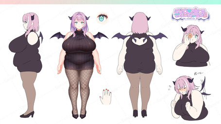 2_horns 5_fingers back_wings belly belly_rolls big_breasts black_clothing black_dress black_horn black_membrane black_sweater black_topwear black_wings blue_eyes bodily_fluids breasts close-up clothed clothed_female clothed_humanoid clothing colored_nails dessert doughnut dress eye_shot eyelashes female female_humanoid fingernails fingers fishnet_clothing fishnet_legwear flapping_wings flying_sweatdrops food front_view furgonomic_topwear furgonomics hair hand_shot happy heart_cutout heart_symbol holding_doughnut horn huge_breasts legwear light_body light_skin logo medium_hair membrane_(anatomy) membranous_wings nails navel_outline no_pupils orthographic overweight overweight_female overweight_humanoid pastry pink_hair pink_text rear_view red_fingernails red_nails side_view skindentation small_wings solo sweat sweatdrop sweater sweater_dress text thick_thighs tight_clothing topwear turning_around wings kiyosato_0928 vtuber agano_mai horned_humanoid humanoid succubus winged_humanoid 16:9 2023 4k absurd_res character_name colored flat_colors full-length_portrait half-length_portrait hi_res japanese_description japanese_text model_sheet official_art portrait shaded translation_request widescreen
