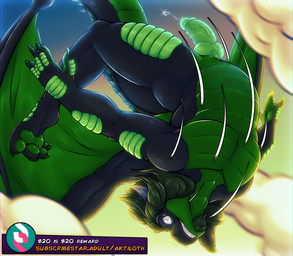 animal_genitalia anthro belly black_body bodily_fluids butt claws cloud erection eyewear eyewear_only facial_hair flowing_hair flying genital_fluids genital_slit genitals glasses glasses_only goatee green_body green_penis green_scales hair horn knot knotted_penis leaking_precum male membrane_(anatomy) membranous_wings motion_lines multicolored_body nude nude_anthro nude_male pawpads penis precum precum_on_penis precum_string scales sky slightly_chubby slightly_chubby_anthro slightly_chubby_male smile subscribestar_logo subscribestar_username tail tail_tuft teeth tuft wearing_glasses wings aktiloth mythology subscribestar dragon mythological_creature mythological_scalie scalie hi_res