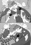 anthro duo kissing male male/male scales suzuapi2 lifewonders mythology tokyo_afterschool_summoners itzamna_(tas) protagonist_(tas) twink_protagonist_(tas) dragon mythological_creature mythological_scalie scalie monochrome