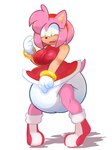 anthro big_diaper clothed clothing diaper diaper_fetish dress embarrassed female fur pink_body pink_fur red_clothing red_dress solo wearing_diaper doodle_pamp_danny sega sonic_the_hedgehog_(series) amy_rose eulipotyphlan hedgehog mammal 3:4 hi_res