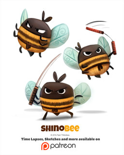 ambiguous_gender anthro belt black_eyes group humor melee_weapon ninja nunchaku pun simple_background sword text visual_pun warrior weapon white_background piper_thibodeau arthropod bee hymenopteran insect 2016 4:5 digital_media_(artwork) digital_painting_(artwork) english_text painting_(artwork)