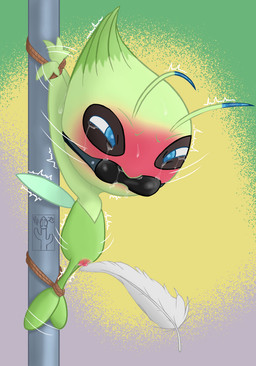 ankles_tied antennae_(anatomy) bdsm blush bodily_fluids bondage bound captured clit_torture clitoral clitoris crying edging feathers female feral gag gagged genital_fluids genital_torture genitals hands_tied on_model orgasm_denial plant pole pussy_torture restraints rope rope_bondage shaking solo squinted_eyes struggling sweat tears teasing tied_to_pole trembling wings pricklypastor_(artist) nintendo pokemon celebi elemental_creature flora_fauna generation_2_pokemon legendary_pokemon pokemon_(species) 2025 digital_drawing_(artwork) digital_media_(artwork) hi_res signature