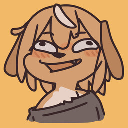 anthro black_nose blush blush_lines blush_stickers clothed clothing cute_fangs derp_eyes fangs female female_anthro floppy_ears fur hair lop_ears off_shoulder open_mouth solo tan_body tan_fur tan_hair teeth topwear white_body white_fur yagi_the_goat canid canine canis domestic_dog mammal 1:1 2024 digital_media_(artwork) icon low_res reaction_image