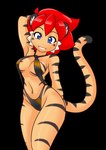 big_breasts bikini black_stripes blue_eyes breasts clothed clothing female fur hair looking_at_viewer markings navel nipple_outline one-piece_swimsuit orange_body orange_fur red_hair short_hair sling_bikini smile solo stripes swimwear two-piece_swimsuit nekonny caribbean_blue tina_(caribbean_blue) animal_humanoid cat_humanoid felid felid_humanoid feline feline_humanoid human humanoid mammal mammal_humanoid pantherine tiger