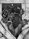 5_fingers breaking breaking_in claw_marks claws doorframe fingers full_moon group hinge moon night roaring screws sharp_teeth teeth white_eyes wood hkluterman kyoht_luterman mythology canid canine mammal mythological_canine mythological_creature werecanid werecanine werecreature werewolf 2010 monochrome