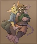 anthro bottomwear bulge clothing duo male male/male pants shirt shorts simple_background sitting slightly_chubby topwear underwear grumpy_loaf mammal murid murine rat rodent 2024 hi_res