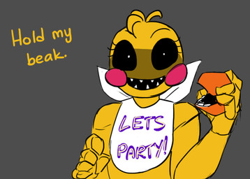 anthro beak beakless bib dark female grey_background looking_at_viewer machine makeup sharp_teeth simple_background solo teeth toothed_beak yellow_body rebornica five_nights_at_freddy's five_nights_at_freddy's_2 scottgames toy_chica_(fnaf) animatronic avian bird robot