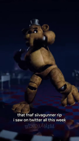 3_toes 4_fingers anthro black_bow_tie black_clothing black_hat black_headwear bow_tie brown_body brown_fur chair clothing crossed_arms electronics featureless_crotch feet fingers fist floor fur furniture hands_behind_back hat headgear headwear holding_microphone holding_object inside looking_at_viewer machine male microphone music on_model party_hat shitpost solo table tan_body tan_fur text thrusting tile tile_floor toes top_hat coda five_nights_at_freddy's scottgames siivagunner freddy_(fnaf) animatronic bear mammal robot 2025 3d_(artwork) 3d_animation 9:16 animated digital_media_(artwork) english_text hi_res meme short_playtime sound webm