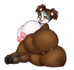 anthro anus bear big_breasts big_butt blizzard_entertainment breasts brown_body brown_fur brown_hair butt countershade_fur countershade_torso countershading digital_media_(artwork) female fur genitals giant_panda green_eyes hair hi_res highlights_(coloring) huge_breasts huge_butt looking_at_viewer lying mammal nipples nude on_side open_mouth pandaren pawpads pigtails pussy shaded short_stack simple_background solo villmix warcraft white_background