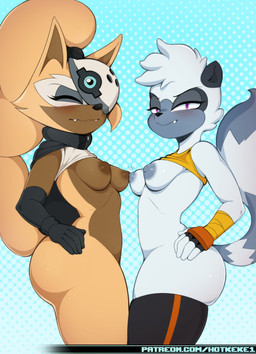 abstract_background anthro arm_wraps big_butt blush bottomless breasts brown_body brown_fur butt clothed clothing duo eyes_closed fangs female female/female female_anthro fur gloves half-closed_eyes hands_on_hips handwear legwear looking_at_viewer narrowed_eyes nipples one_eye_obstructed raised_clothing raised_shirt raised_topwear shirt shirt_up side_view standing tank_top teeth text thick_thighs thigh_highs topwear white_body white_fur wraps hotkeke1 idw_publishing sega sonic_the_hedgehog_(comics) sonic_the_hedgehog_(idw) sonic_the_hedgehog_(series) tangle_the_lemur whisper_the_wolf canid canine canis lemur mammal primate ring-tailed_lemur strepsirrhine wolf 2021 absurd_res hi_res url