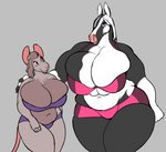 anthro big_breasts breasts cleavage clothed clothing duo female huge_breasts skimpy thick_thighs wide_hips ritts kamilia pepper_ackerman equid equine horse mammal murid murine rat rodent