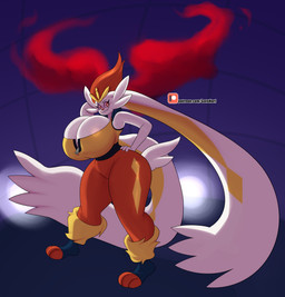 anthro big_breasts breasts butt cleavage clothed clothing cloud featureless_crotch female gigantification hand_on_hip head_tuft huge_breasts leg_markings long_ears looking_at_viewer markings shirt short_tail solo stadium stadium_lighting tail tank_top topwear tuft wide_hips zipper norithecat nintendo pokemon generation_8_pokemon gigantamax_cinderace gigantamax_pokemon lagomorph mammal pokemon_(species) absurd_res hi_res