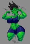 2016 areola big_breasts breasts english_text erect_nipples female hi_res humanoid muscular muscular_female muscular_humanoid nipple_outline nipples not_furry orc solo text thecon