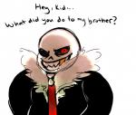 2015 alternate_universe animated_skeleton bone clothed clothing dialogue ellipsis english_text grin jacket looking_at_viewer male not_furry open_clothing open_jacket open_topwear pastel-possum question_mark red_eyes sans_(underfell) simple_background skeleton smile solo teeth text topwear undead underfell undertale undertale_(series) white_background