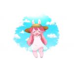 anthro clothed clothing dress eyes_closed female hair hat headgear headwear open_mouth pink_hair solo bojiku lagomorph leporid mammal rabbit 2015 digital_media_(artwork)