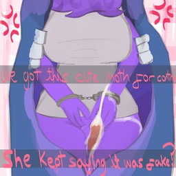 bodily_fluids bottomless caption caption_box captured clothed clothing cross-popping_vein cuff_(restraint) cum cum_drip cum_on_body cum_on_leg dripping duo ejaculation erection female genital_fluids genitals handcuffed handcuffs male male/female metal_cuffs neck_tuft penis purple_body pussyjob questionable_consent restraints sex simple_background ss14 text topwear tuft vulva wings jadejaded1 space_station_13 arthropod humanoid insect lepidopteran 1:1 english_text hi_res