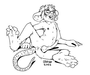 anthro blush erection eyewear eyewear_only feet foreskin genitals glasses glasses_only hindpaw male nude paws penis skinny soles solo wearing_glasses obrien_(artist) chip_(obrien) mammal mouse murid murine rodent